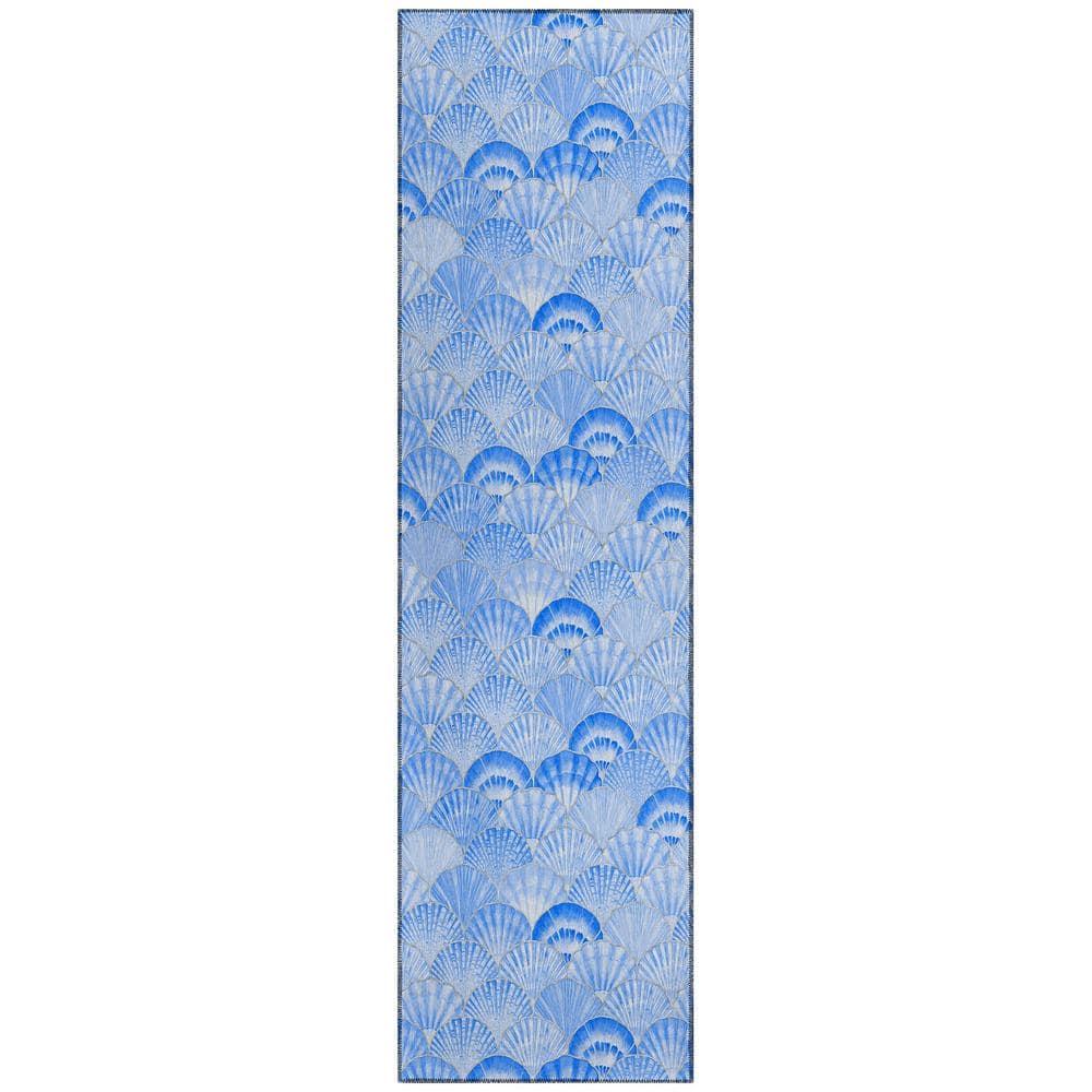 Surfside Cobalt 2 ft. 3 in. x 7 ft. 6 in. Geometric Indoor/Outdoor Area Rug