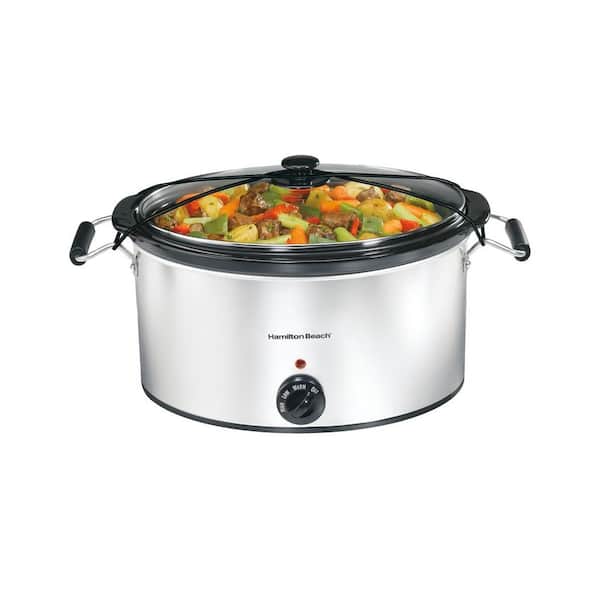 Hamilton Beach 7 Qt. Stainless Steel Slow Cooker with Glass Lid and Full-Grip Handles