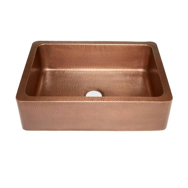 Corbet All-in-One Farmhouse Apron-Front Copper 30 in. Single Bowl Kitchen Sink with Pfister Bronze Faucet and Strainer