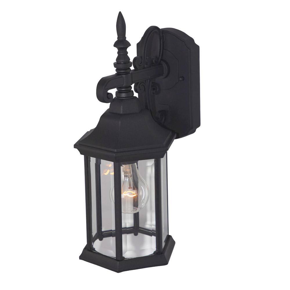 Black Cast Aluminum 14.25" Outdoor Wall Lantern with Clear Glass