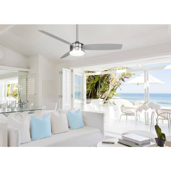 Airetor III 54 in. Integrated LED Indoor Brushed Nickel Ceiling Fan with Light