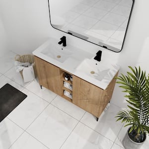Victoria 48 in. W x 18 in. D x 35 in. H Freestanding Modern Design Double Sink Bath Vanity with Top and Cabinet in Wood