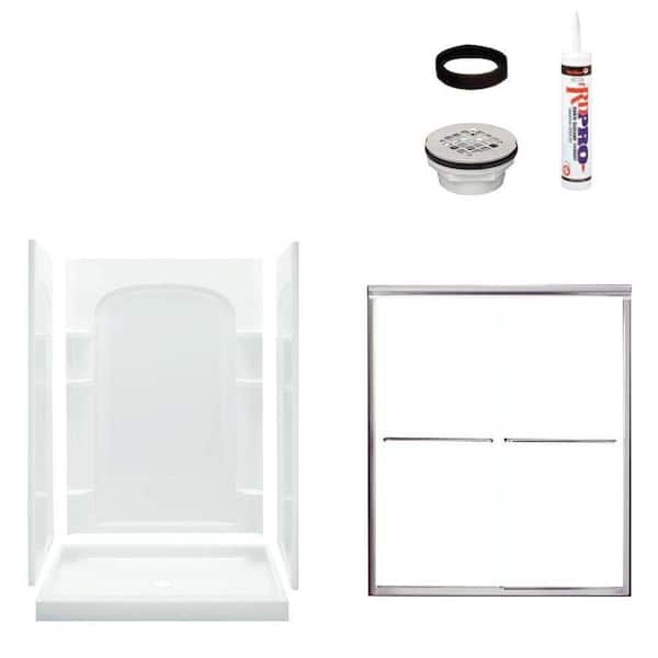 STERLING Ensemble Curve 34 in. x 48 in. x 75-3/4 in. Shower Kit with Shower Door in White/Chrome-DISCONTINUED