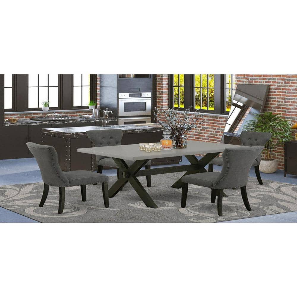 5-Piece Rectangle Natural Oak Finish Solid Wood Top Dining Table with 4 Upholstered Chairs with Lattice Back price history on PriceWatchPro