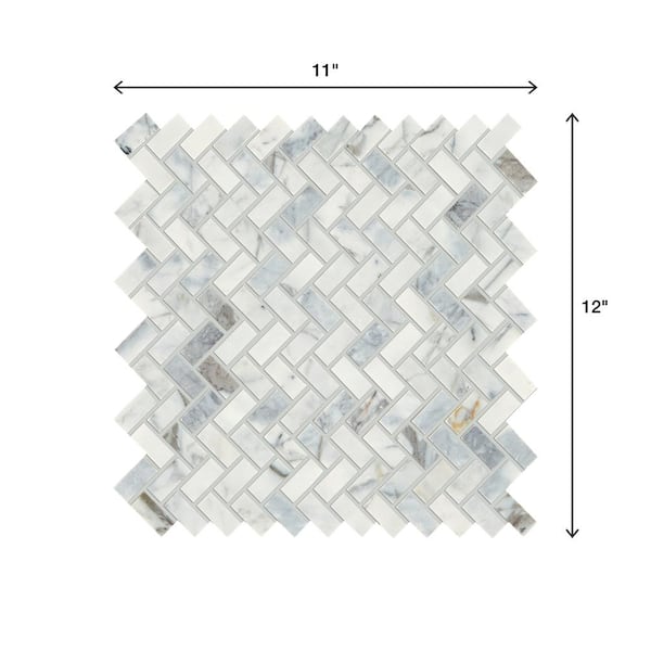 Daltile Stone Decor Fog 11 in. x 12 in. x 10 mm Marble Mosaic Floor and Wall Tile (0.83 sq. ft. / piece)