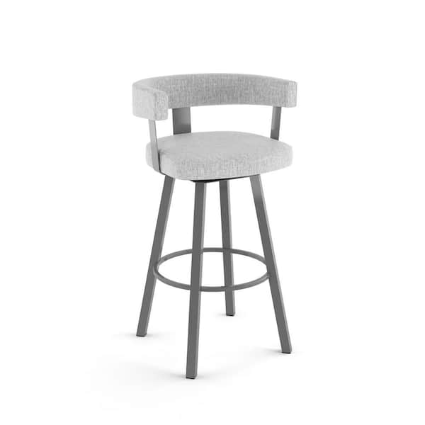 Amisco Parker 30 in. Grey White Polyester / Glossy Grey Metal Swivel Bar Stool