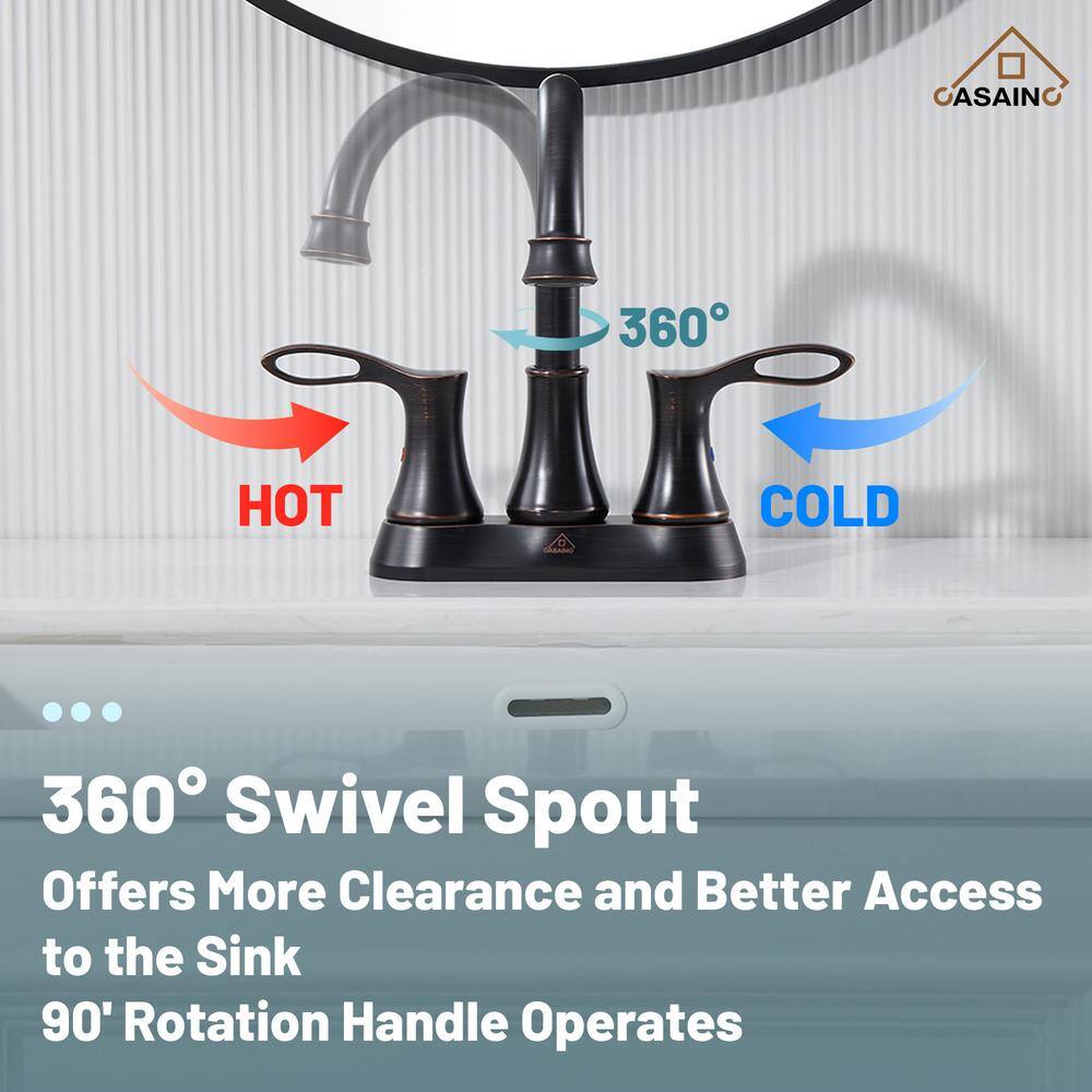 Oil Rubbed Bronze 4-Inch Double Handle Bathroom Faucet Kit