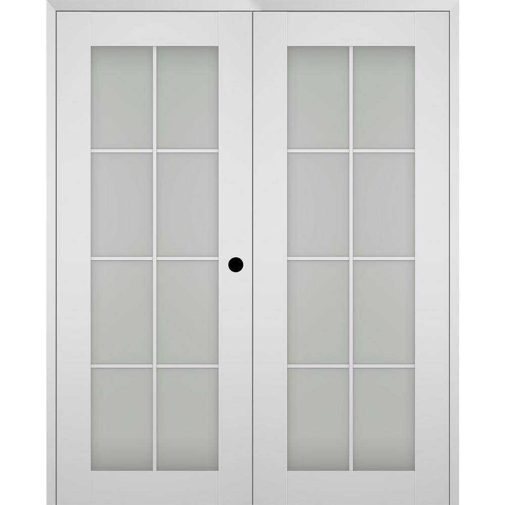 Smart Pro 36 in. x 96 in. Left Hand Active 8-Lite Frosted Glass Polar White Wood Composite Double Prehung French Door price history on PriceWatchPro