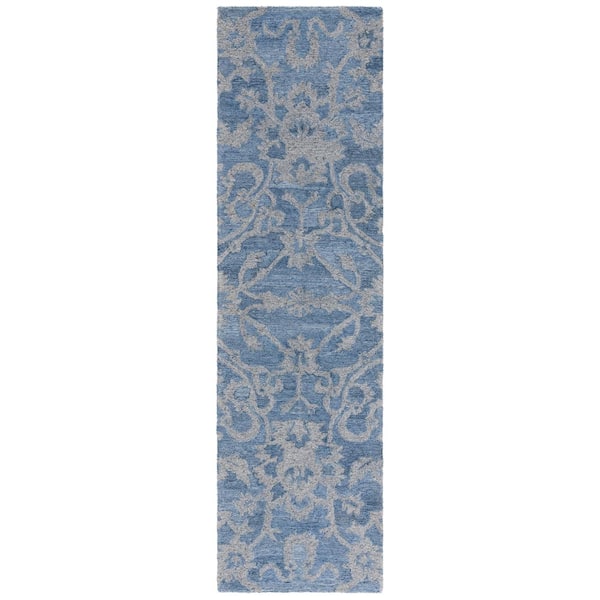 SAFAVIEH Anatolia 2 ft. x 8 ft. Blue/Gray Traditional Garden Runner Rug