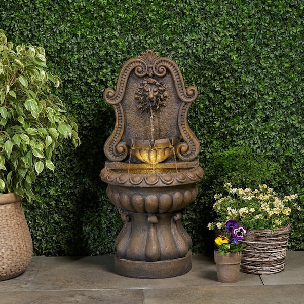 Noble House Majestad Resin Antique Light Brown Cascade Fountain