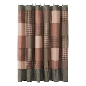 Crosswoods 72 in Olive Green Brown Khaki Patchwork Shower Curtain