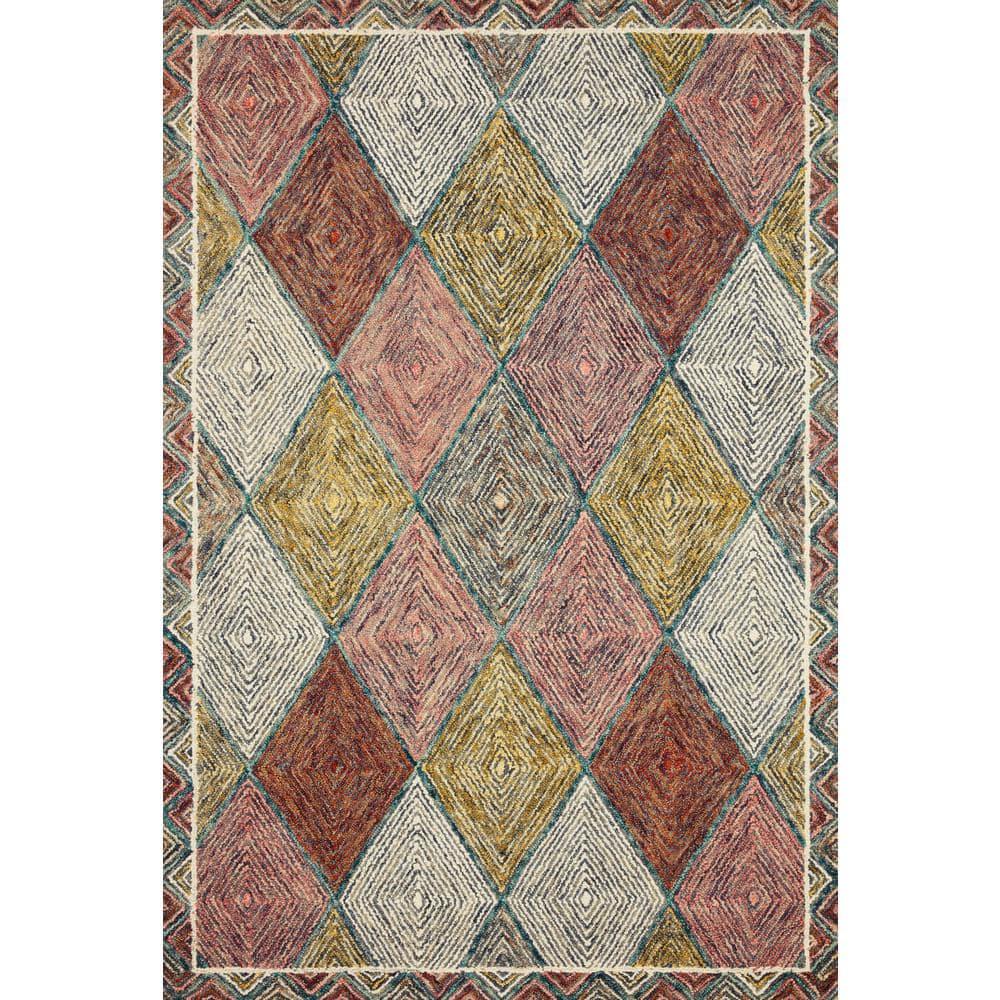 Handmade Geometric Multicolor Wool 5' x 7' Area Rug