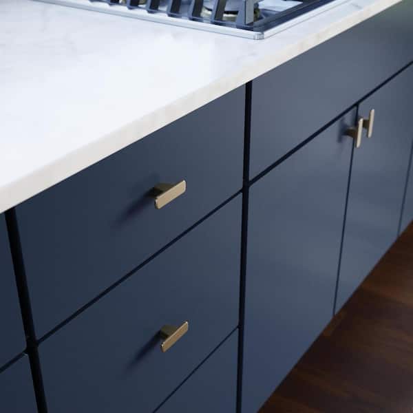 (10-Pack) Uniform Bends 2-1/2 in. (63 mm) Elongated Modern Champagne Bronze T-Shaped Elongated Bar Cabinet Knobs