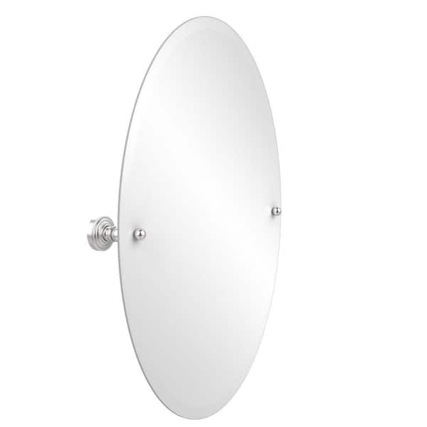 Allied Brass Waverly Place Collection 21 in. x 29 in. Frameless Oval Single Tilt Mirror with Beveled Edge in Satin Chrome