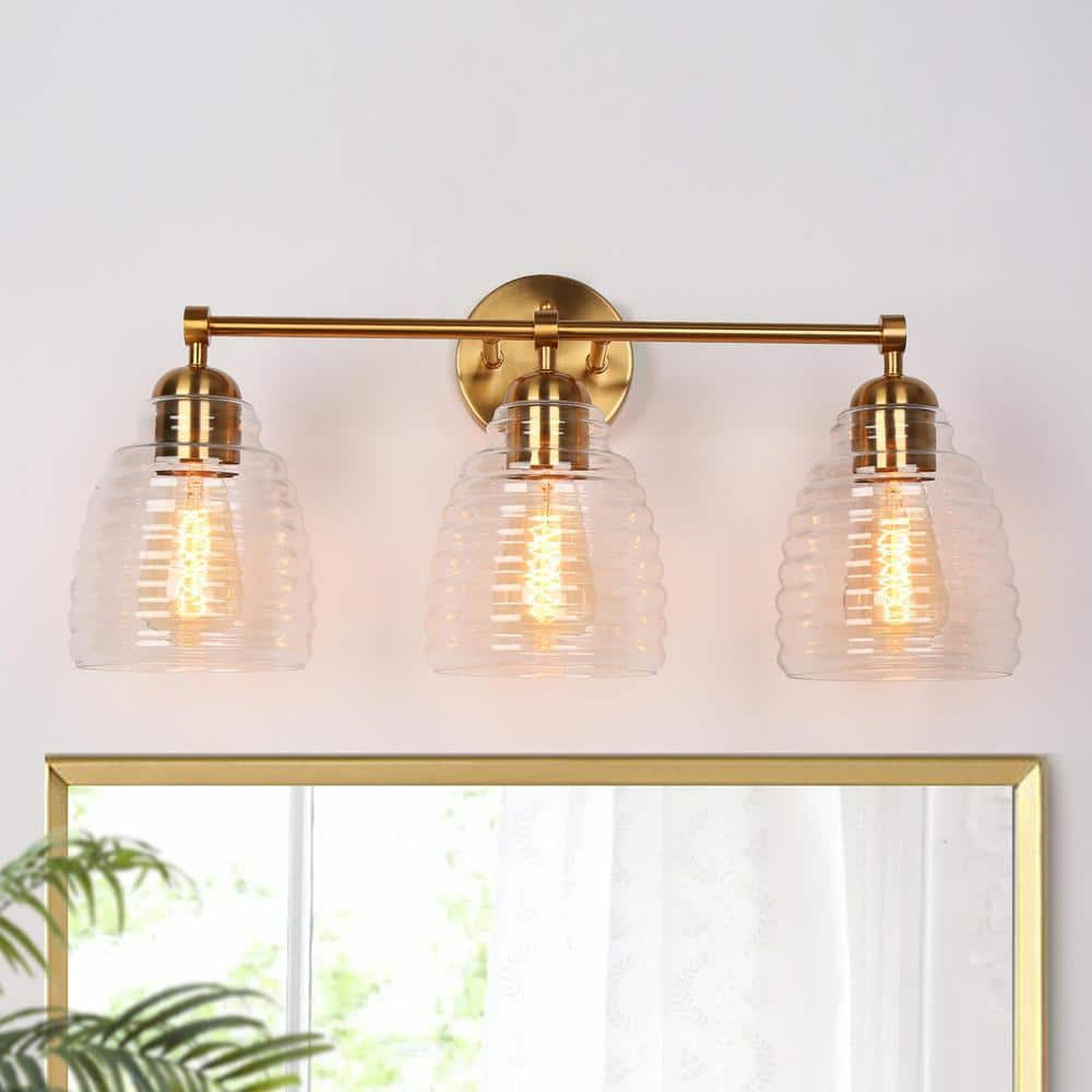 Reviews for LNC Modern Farmhouse 23 in. 3-Light Plated Brass Bathroom ...