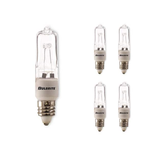 Bulbrite 75-Watt Soft White Light T4 (E11) Mini-Candelabra Screw Base  Dimmable Clear Mini Halogen Light Bulb(5-Pack) 860799 - The Home Depot