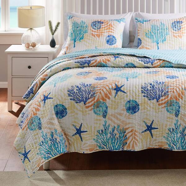 Greenland Home Fashions 3 Piece Montego, California King Bed Quilt Sets
