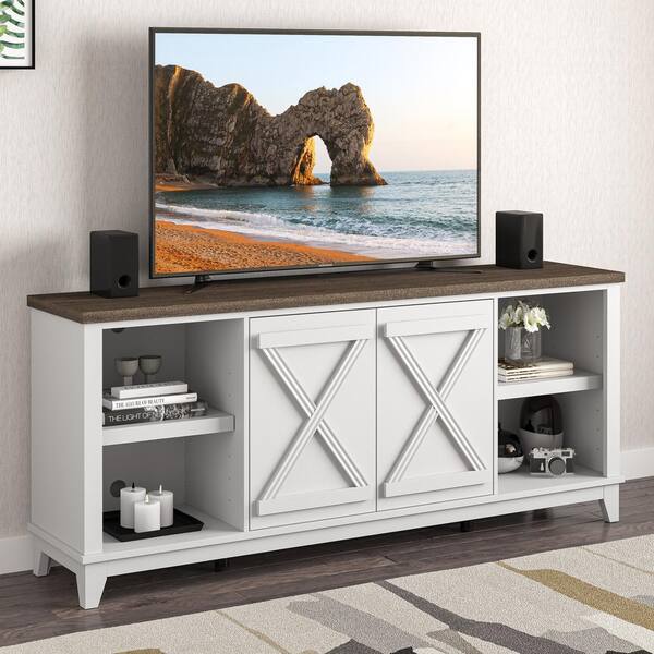 FESTIVO Elegant White TV Stand Fits TVs Up to 65 to 75 in