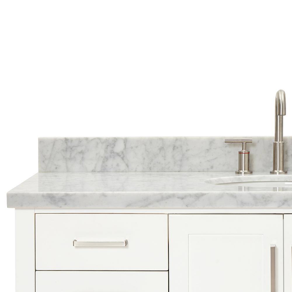 Magnolia 55" White Solid Wood Single Vanity with Carrara Top