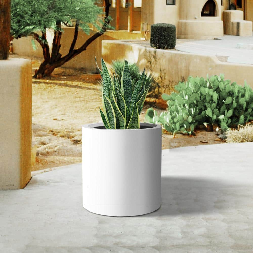 PLANTARA 32 in. and 23.6 in. H Concrete Tall Solid White planter, Large  Outdoor Plant pot, Modern Tapered Flower pot for Garden PA099S2-8011 - The  Home Depot