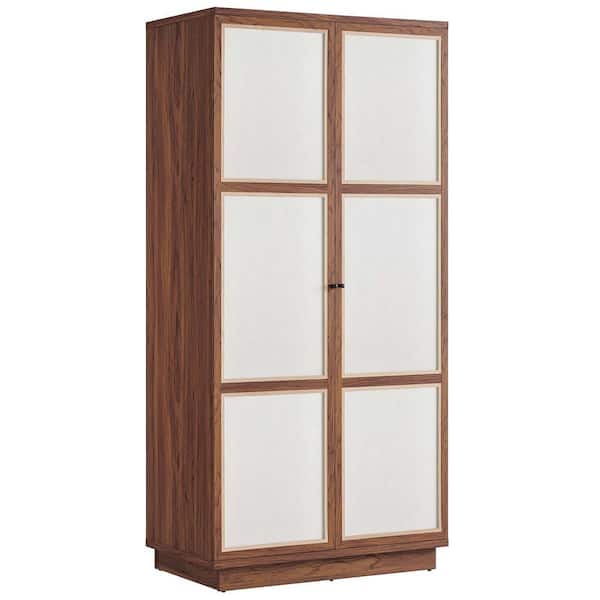 MODWAY Capri 70 in. Tall Wood Grain Storage Cabinet in Walnut