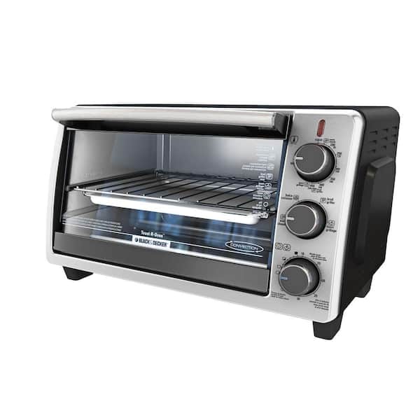 BLACK+DECKER 1350 W 6-Slice Black Stainless Steel Toaster Oven with Broiler