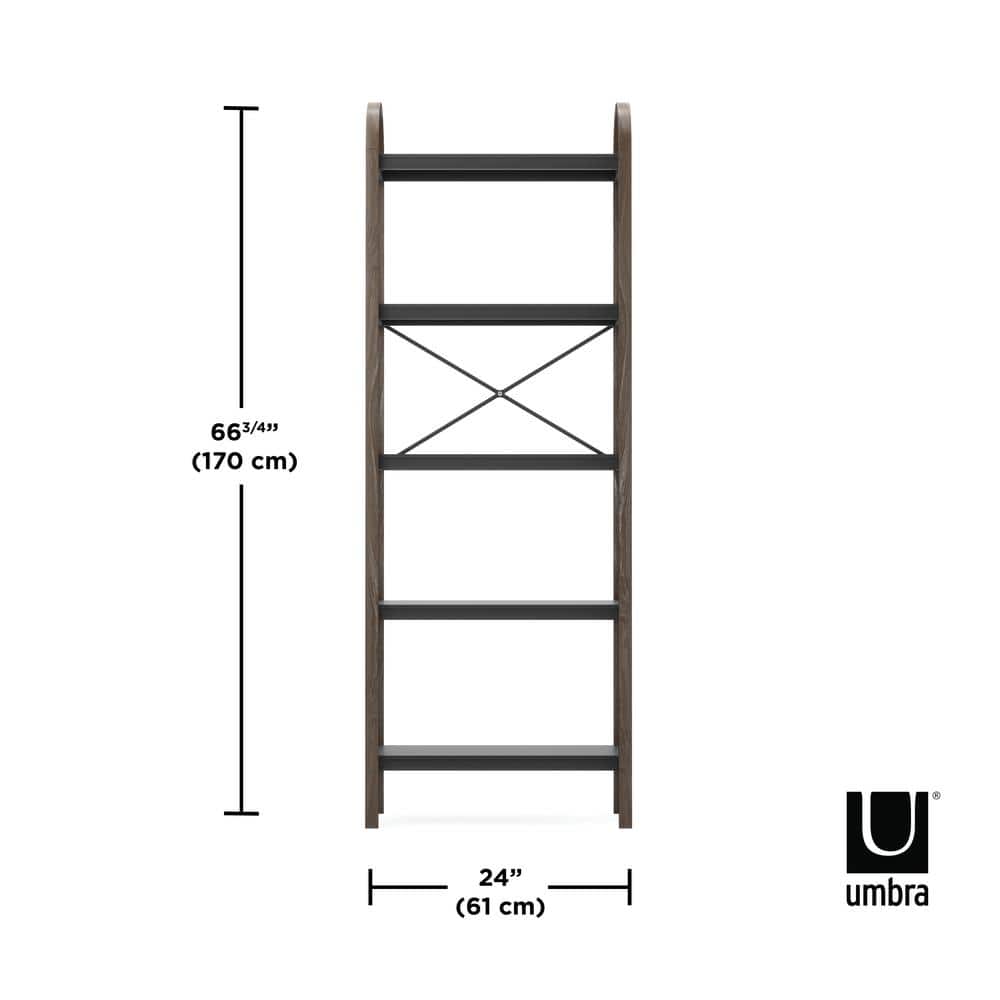 Bellwood Dark Brown Wood 5-Tier Over-the-Toilet Bookshelf