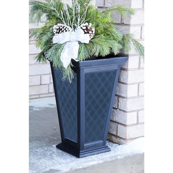 FCMP Outdoor Tall 15 in. x 24 in. Black Plastic Casablanca Planter