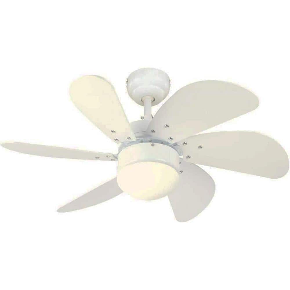30'' White LED Ceiling Fan with Frosted Glass Light
