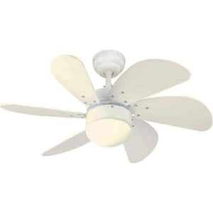 Turbo Swirl 30 in. White Indoor/Outdoor Ceiling Fan with White Blades