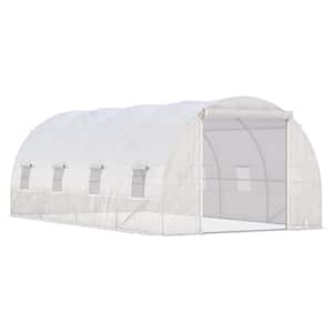 19 ft. x 10 ft. x 7 ft. Walk In Tunnel DIY Greenhouse, Large Garden Hot House Kit with Zippered Door and 8 Mesh Windows