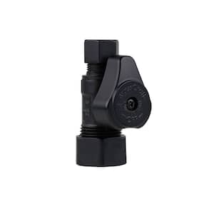 1/2'' NOM Compression Inlet x 3/8'' OD Comp Outlet 1/4 Turn Matte Black Straight Stop