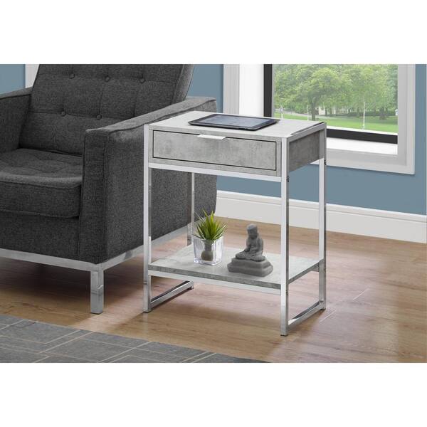 Grey End Table with a Drawer HD3481 The Home Depot