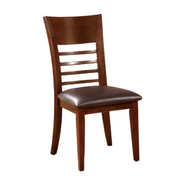 Benjara Hillsview I Transitional Brown Cherry Finish Side Chair (Set of 2)