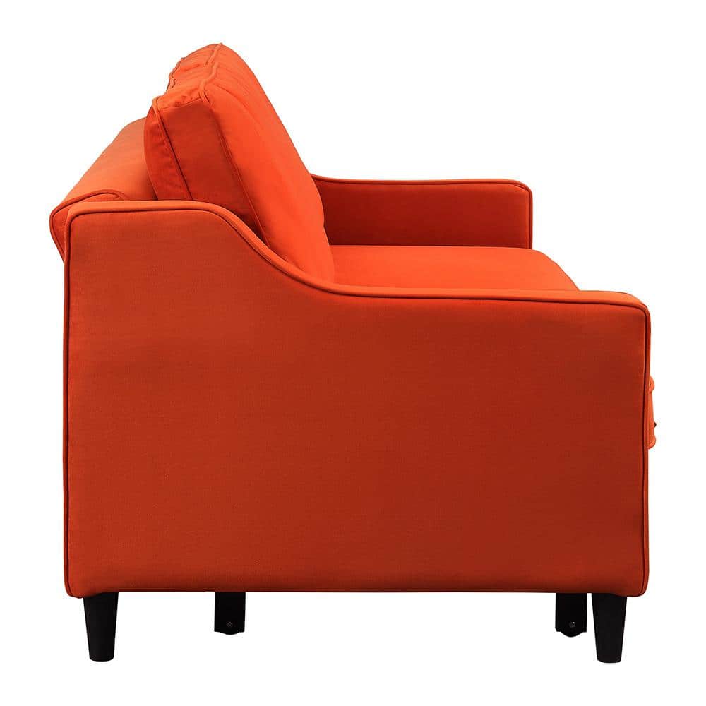 Pumpkin Velvet 71.5" Contemporary Sleeper Sofa with Removable Cushions