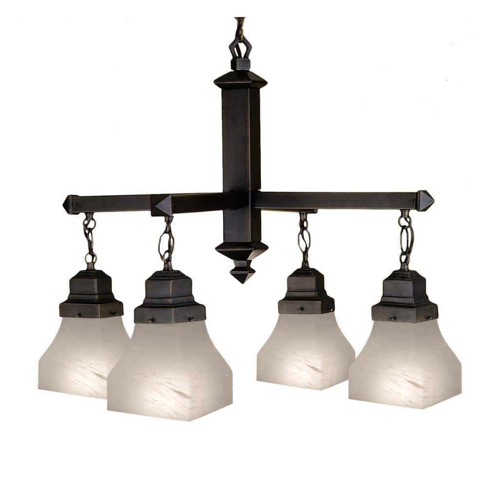 Bungalow 4 Light Mahogany Bronze Victorian Geometric Chandelier for Inside 