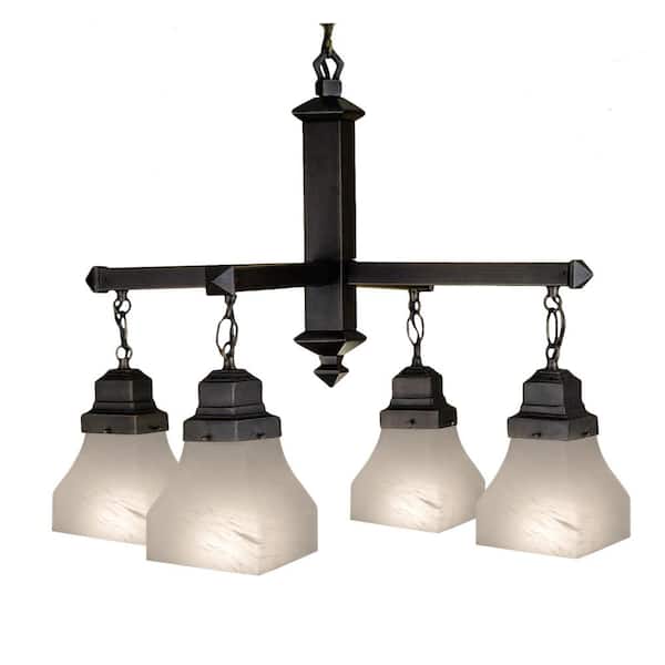 Unbranded Bungalow 4 Light Mahogany Bronze Victorian Geometric Chandelier for Inside or Outside use