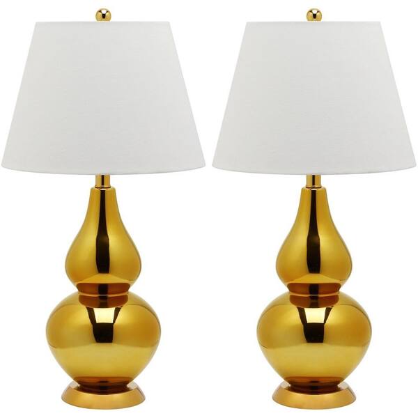 Safavieh Cybil 26.5 in. Gold Double Gourd Glass Lamp (Set of 2)
