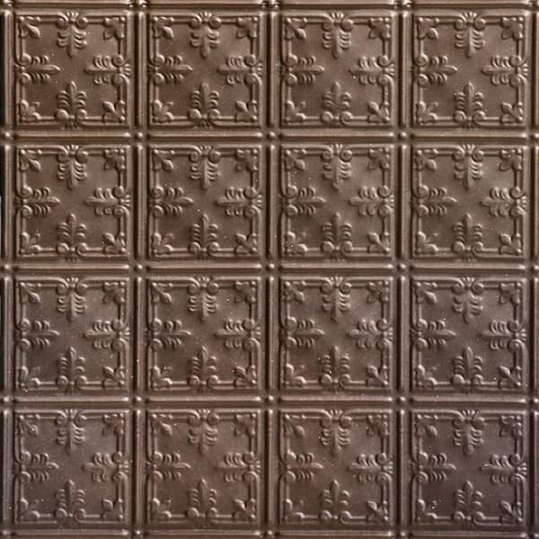 FROM PLAIN TO BEAUTIFUL IN HOURS Florentine Bronze 2 ft. x 2 ft. Decorative Tin Style Lay-in Ceiling Tile (48 sq. ft./Case)