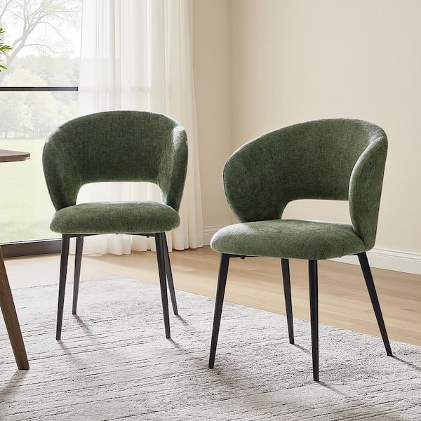 Gaudencio Green Polyester Modern Dinning Chair (Set of 2)