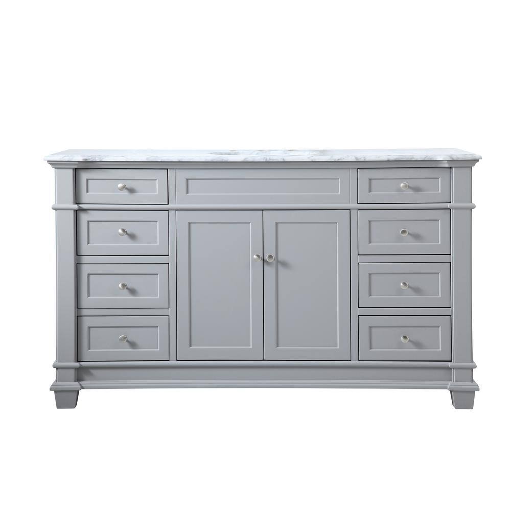 Simply Living 60 in. Single Bathroom Vanity in Grey with Marble Vanity Top 