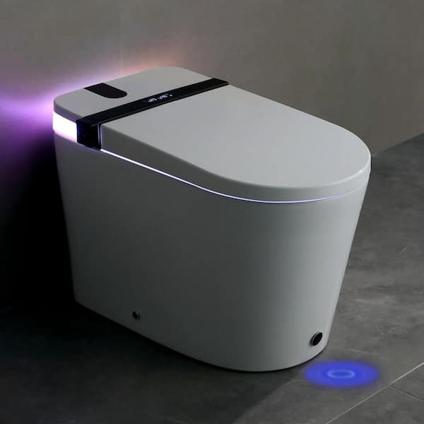 Elongated Smart Bidet Toilet 1.28 GPF in White with Auto Open/Close, Heated Seat, Warm Water Wash, and Dryer