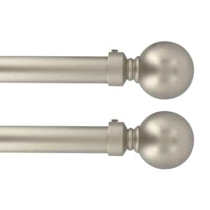 50 in. - 82 in. 2 Adjustable 3/4 in. 2 Single Window Curtain Rods in Silver with Ball Finials