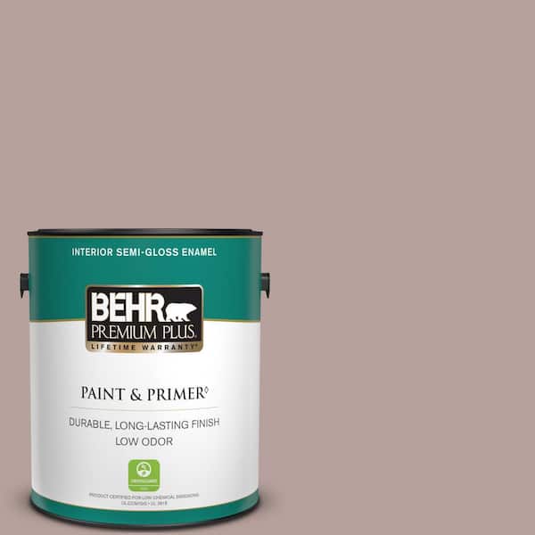 BEHR PREMIUM PLUS 1 gal. #N130-4 Plum Taupe Semi-Gloss Enamel Low Odor Interior Paint & Primer