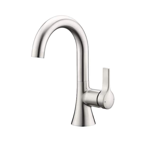 LUXIER Single Hole Single-Handle Bathroom Faucet with drain in Brushed Nickel