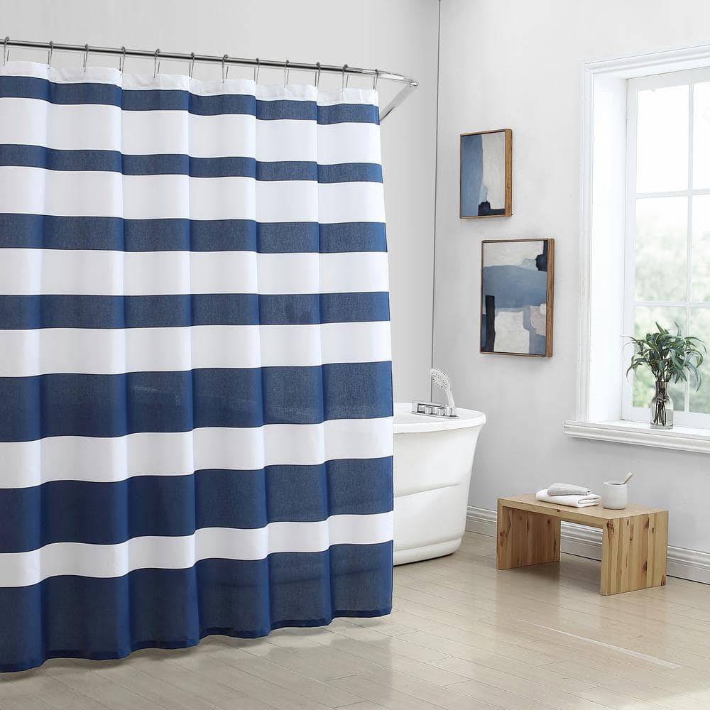 Navy Stripe Shower Curtain, Shower Curtain Navy Stripe