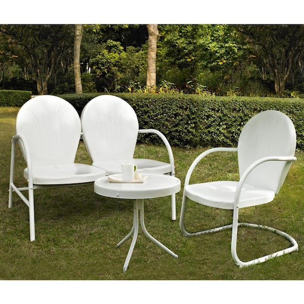 CROSLEY FURNITURE Griffith White 3-Piece Metal Patio Conversation Set