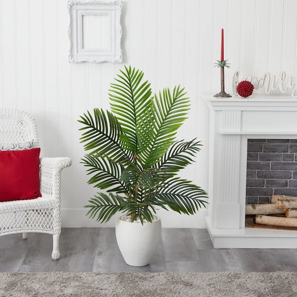 6' Artificial Paradise Palm with White Decorative Planterplanter