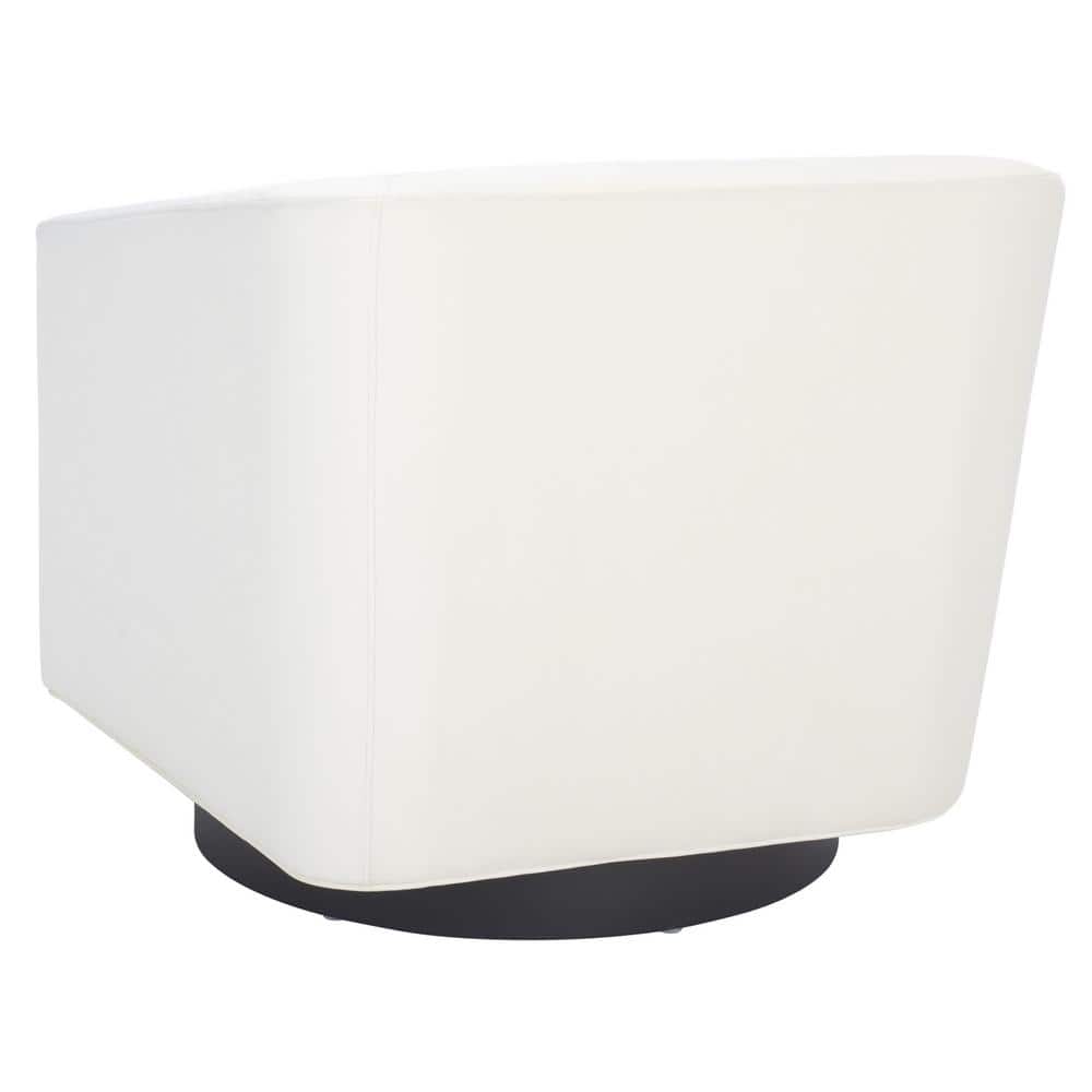 Birdie Cream Velvet Swivel Accent Chair with Wood Base