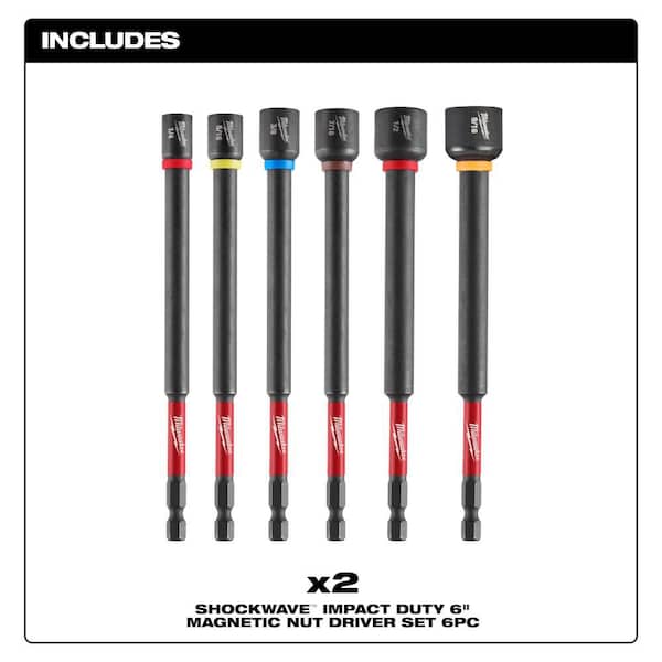SHOCKWAVE Impact Duty, 6 in. Magnetic Nut Driver Set (12-Piece)